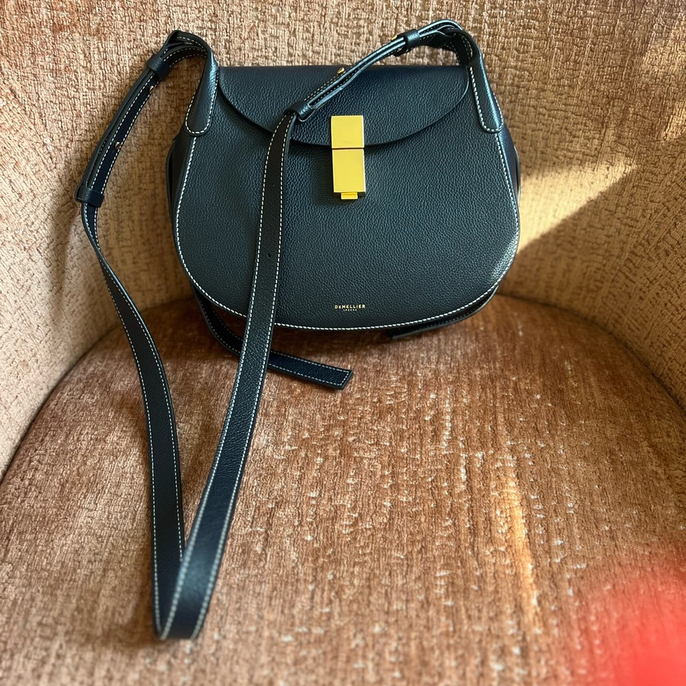 DeMellier Navy Grained Leather Crossbody Bag with Adjustable Strap - Like New!